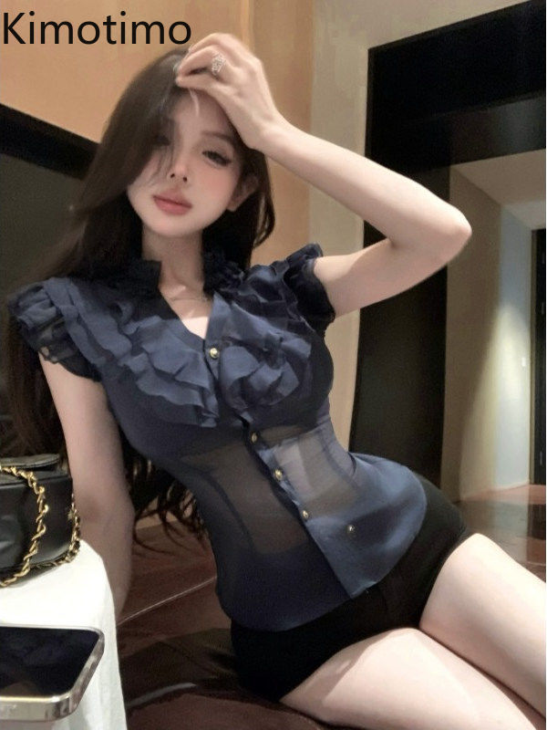 Kimotimo Elegante Blusa de Gas - Shirt Camp Collar reseña y precio