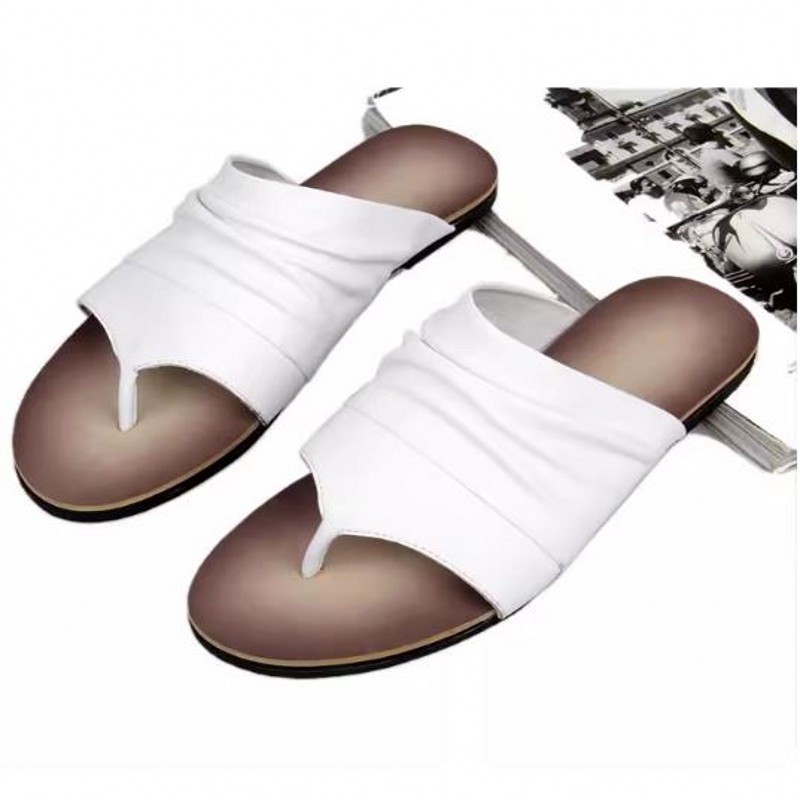 Chanclas de cuero genuino blan - Flip Flop Leather Men reseña y precio